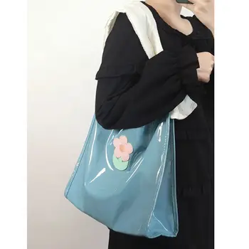 Симпатичный цветок в стиле ретро, симпатичная ручная сумка-мессенджер из лакированной кожи Y2K из ПВХ, сумка-тоут большой емкости, женская сумка, сумки через плечо, кошелек