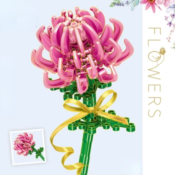 Фантастический букет цветов Роза Орхидея Строительный блок Кирпичи Игрушка СДЕЛАЙ САМ Иллюстрация в горшке Праздничные подарки подруге